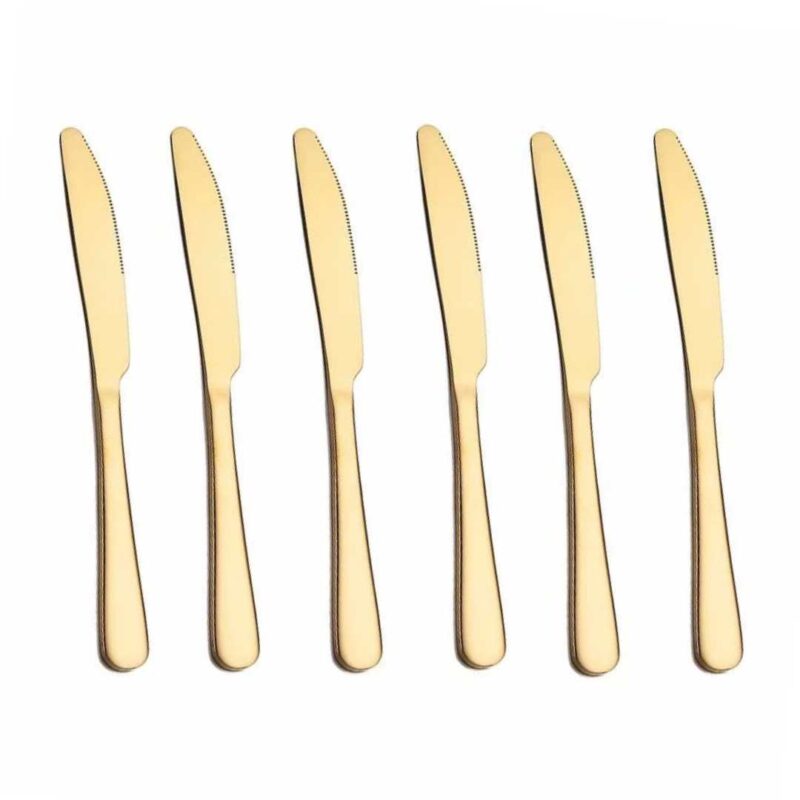 6Pcs - Grands couteaux dorées simples