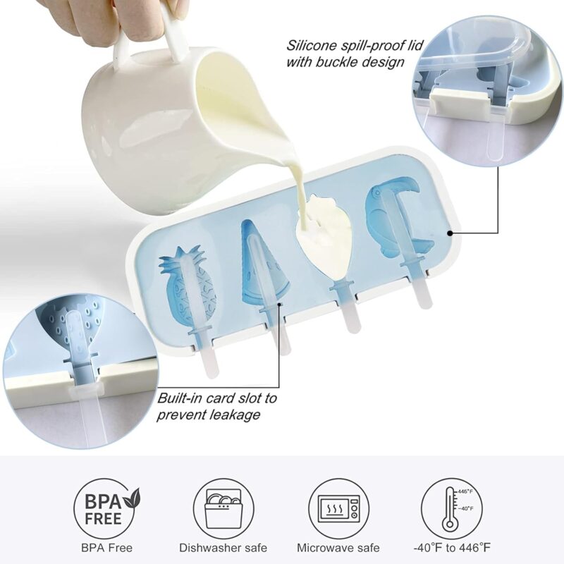 4 Moules à Glace en Silicone alimentaire avec motifs pour enfants