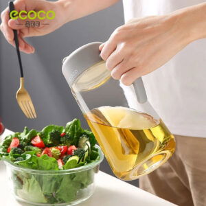 Bouteille de Sauce en Verre pour Huile et Vinaigre - Gris - Ecoco