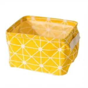 Panier de Rangement en Tissus – 20cm x 16cm x 13cm – Jaune