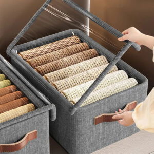 Boîte de Rangement Pliable avec Fenêtre Transparente - 47 x 28 x 20 cm