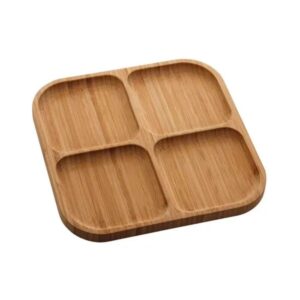 Plateau en Bambou à 4 Compartiments – Naturel et Élégant - 24cm x 24cm