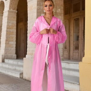 Imperméable Long avec Capuche - Pour hommes et femmes - Rose