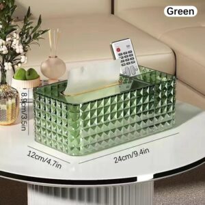 Boîte de Rangement Multifonction avec Distributeur de Mouchoirs - Vert