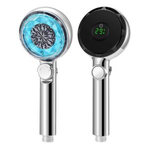 Pommeau de Douche LED avec Affichage de Température - Bleu