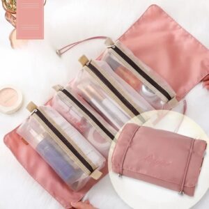 Trousse de Voyage Roulable avec Compartiments Amovibles - Rose