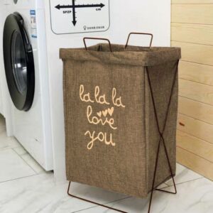Panier à Linge Pliable avec Cadre Métallique - Design Élégant et Fonctionnel - Marron