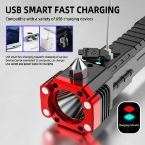 Lampe Torche LED Multifonction – Éclairage, Sécurité et Recharge USB Rapide