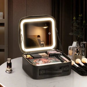 Trousse de Maquillage avec Miroir LED - Noir