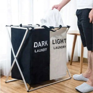 Panier à Linge Double Compartiment "Dark & Light" – Tri Pratique et Design