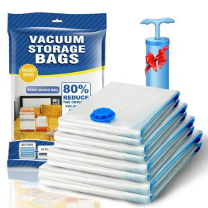 Lot de 12 Sacs de Rangement Sous Vide avec Pompe Incluse – Gain de Place Optimal