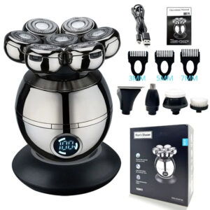 Rasoir Électrique Multifonction 6 en 1 pour Homme – Rechargeable USB avec Écran LED & Accessoires