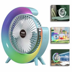 Ventilateur LED Rotatif 180° – Puissant, Silencieux et Ambiance Lumineuse