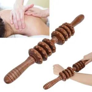 Rouleau de Massage en Bois Sculpté – Drainage Lymphatique & Relaxation Musculaire