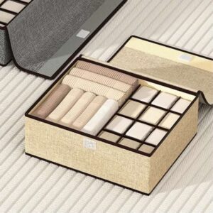 Organiseur de tiroir pliable – 12 compartiments | Rangement chaussettes, sous-vêtements et accessoires - Beige