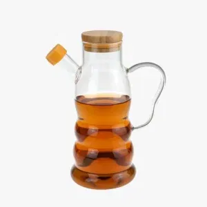 Carafe en Verre Borosilicate avec Couvercle en Bambou – Design Original & Résistant à la Chaleur