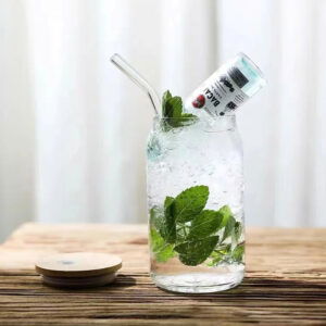 Gobelet en Verre Transparent avec Paille & Couvercle Bambou – Éco-Chic & Réutilisable