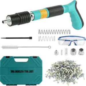 Pistolet de Fixation Murale avec Kit Complet – Outil de Fixation à Percussion pour Béton & Acier Léger