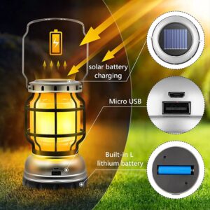 lanterne LED solaire camping,lampe tempête rechargeable USB,lanterne d’extérieur étanche 2000mAh,lampe de secours solaire,lanterne vintage LED portable,éclairage extérieur LED solaire,power bank lampe camping,lanterne USB solaire charge téléphone