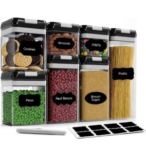 Ensemble de Boîtes de Rangement Transparentes avec Couvercles Noir pour Cuisine et Pantry