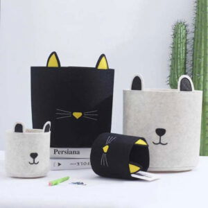 Panier de Rangement en Feutrine – Design Animal Mignon (30x30 cm)
