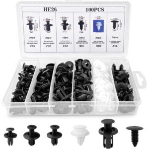 Kit de Clips de Fixation Auto Universels – 100 Pièces (HE26)
