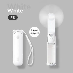 Mini Ventilateur Multifonction JISULIFE – Autonomie 46h, Format de Poche (Blanc Uni)