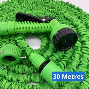 Tuyau d’Arrosage Extensible 30 m avec Pistolet Multifonction – Vert ou Bleu