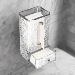 Distributeur Mural de Mouchoirs ou Lingettes – Finition Miroir Martelé Ultra Chic