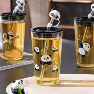 Verre Panda avec Paille & Couvercle – Design Mignon & Pratique