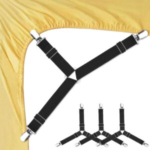 Sangles de Maintien pour Draps – Lot de 4 Attaches Coins | Noires ou Blanches (selon stock)