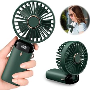 Mini Ventilateur Rechargeable – Affichage LED & 5 Vitesses | Coloris Vert