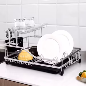 Égouttoir à Vaisselle en Métal — Organisation Pratique et Étanche pour Votre Cuisine - Blanc