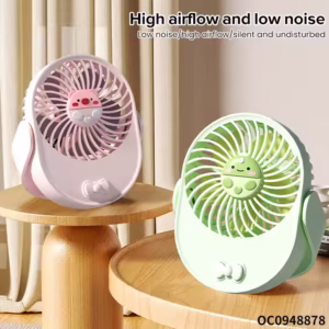 Mini ventilateur portable design kawaii – 3 vitesses, compact et rechargeable