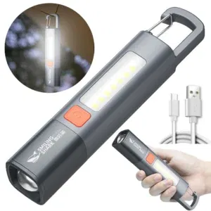 Mini Lampe Torche COB avec Crochet – Rechargeable & Multifonction