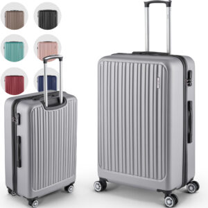 Valise de voyage QIAOFEI Gris – Petite & Moyenne Taille – Coque rigide PP