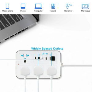 Multiprise Universelle avec 6 Prises + 4 Ports USB (dont 1 Type-C) – Sécurité Enfant