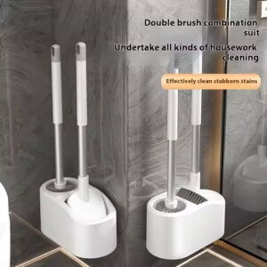 Ensemble de Brosses de Nettoyage 2-en-1 – Brosse WC & Brosse Multi-usage avec Support Compact