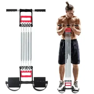 Appareil de Musculation 3-en-1 – Élastique à Ressorts en Acier pour Bras, Poitrine & Jambes