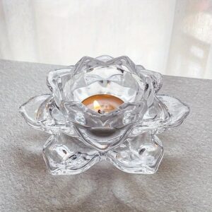 Bougeoir Fleur de Lotus en Verre – Porte-Bougie Élégant & Raffiné
