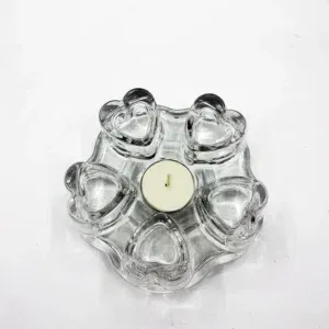 Bougeoir Décoratif en Verre – Motif Cœurs & Emplacement Bougie Chauffe-Plat