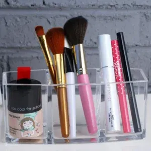 Organisateur Transparent 3 Compartiments – Pour Maquillage, Stylos ou Brosses à Dents