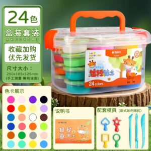 Coffret de Pâte à Modeler Ultra-Légère – 24 Couleurs avec Accessoires et Mallette de Rangement
