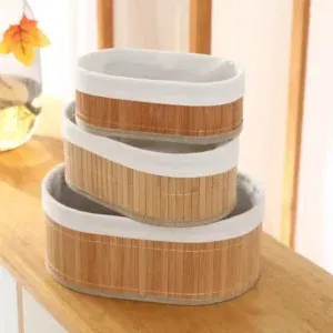 Lot de 3 Paniers de Rangement en Bambou – Naturels, Élégants & Empilables