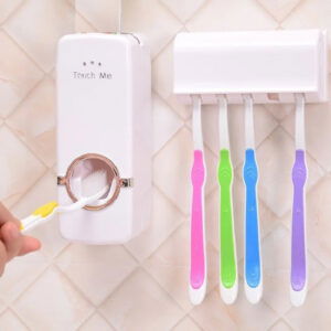 Distributeur Automatique de Dentifrice + Porte-Brosses Mural – Hygiénique & Pratique