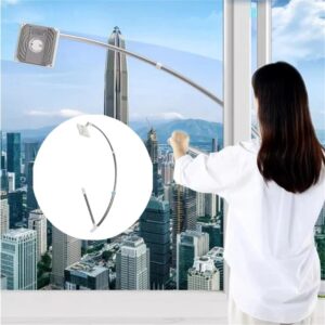 Raclette de Nettoyage pour Vitres Extérieures – Manche Courbé Télescopique pour Fenêtres Hautes