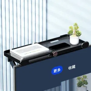 Support Organisateur Écran TV/Moniteur – Tablette Supérieure Ajustable, Rangement Astucieux - Noir