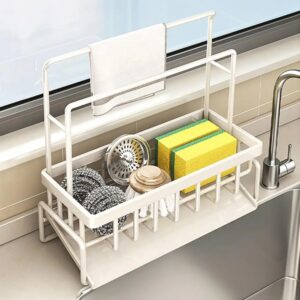 Égouttoir Organisateur Évier Cuisine – Porte-Serviettes Intégré, Rangement Éponges & Savon - 23x9x24 cm