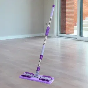 Balai Plat Microfibre – Manche Télescopique Acier Inoxydable, Rotation 360°