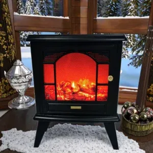 Cheminée Électrique Decorative Ambiance Chaleureuse – Effet Flamme Réaliste, Design Rétro Élégant